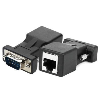  Удлинитель VGA 6 шт для подключения к RJ45 CAT5 CAT6 Сетевой кабель длиной 20 м Адаптер COM Порт в LAN Конвертер портов Ethernet