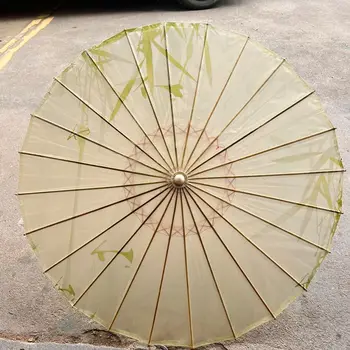  Классический зонт из промасленной бумаги с принтом листьев бамбука, непромокаемый и солнцезащитный Hanfu, реквизит для косплея, украшения, изделия ручной работы