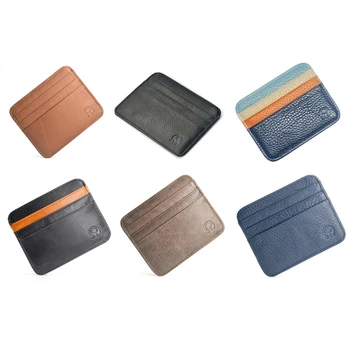  Кожаный бумажник, блокирующий RFID, кошелек, маленький держатель для кредитных карт, винтажные кошельки с передним карманом