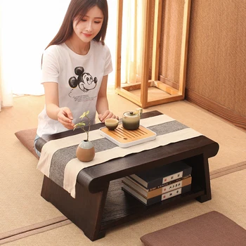  Маленький столик татами, японский чайный столик дзен из массива дерева, креативный низкий столик для сидения, столик Кан, простой столик с эркером на балконе