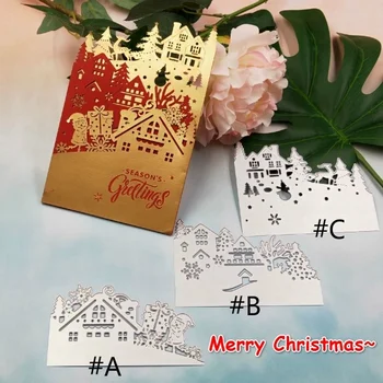  Рождественский дом, Елка, Снеговик, Санта-Клаус, Трафаретная форма для тиснения, Форма для DIY Art Handcraft Card Decor