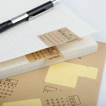  4 Листа, Ретро блокнот, органайзер для рукописного ввода Kawaii, канцелярский указатель, этикетка, календарь, наклейка, Крафт-бумага