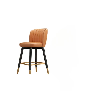  Металлический барный стул в столовой, Роскошный кожаный Современный стул в скандинавском стиле, Кухонные табуреты для бара Высокого качества, мебель для дома