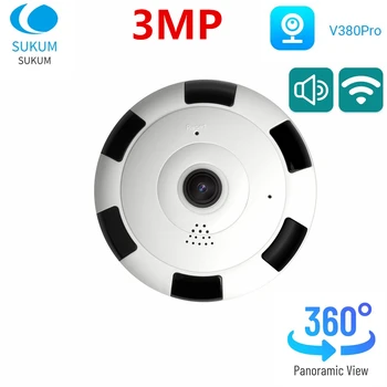  V380 Pro MINI WIFI Панорамная камера 360 градусов для внутреннего видеонаблюдения Беспроводная камера безопасности для умного дома с двусторонним звуком