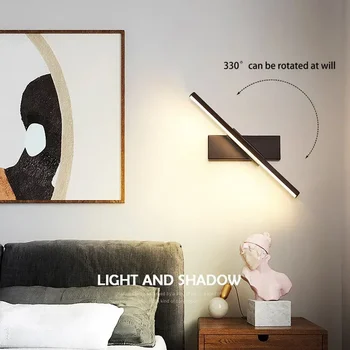  Современный светодиодный настенный светильник, Фурнитура, Поворотное зеркало в ванной, лампа для спальни, гостиной, Настенные бра Indoor Line, Осветительный прибор