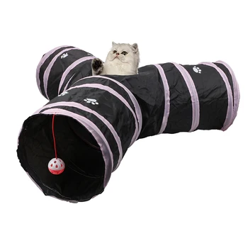  Шарики для игры в трубочки, забавный туннель для кошек, складные принадлежности для хранения домашних животных, 2 цвета, туннельные трубки на 3 отверстия, игрушки для котенка.