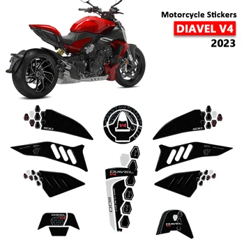 Новые Аксессуары для мотоциклов, Наклейки на бак из ПВХ, Протектор, Комплект наклеек из 3D эпоксидной смолы для Ducati Diavel V4 2023-