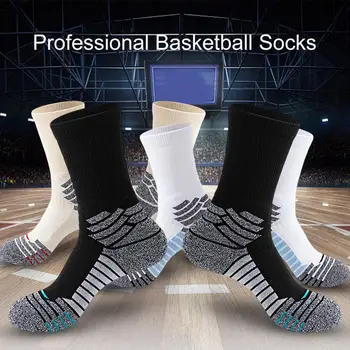  1 пара спортивных носков, впитывающих пот, Теплые носки средней длины, Мягкие мужские тренировочные баскетбольные носки для улицы Meias De Basquete