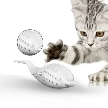  Жевательные игрушки для домашних кошек, силиконовые рыбки, чистка зубов для кошек, измельчение жевательных игрушек для домашних животных, принадлежности для игрушечных рыбок, зубная щетка для домашних животных