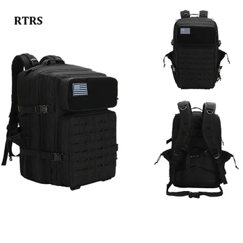  45-литровые Тактические мужские рюкзаки Большой Емкости Военный рюкзак Черный рюкзак Оксфорд Водонепроницаемая Походная сумка для велоспорта на открытом воздухе