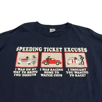  Винтажная футболка с юмористическими оправданиями за превышение скорости, мужская футболка 4XL Cops, Смешная цитата, синяя