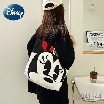  Сумка-тоут для девочек Disney с Микки Маусом, большая вместительная, прочная, через плечо, модная холщовая одинарная сумка для покупок для женщин