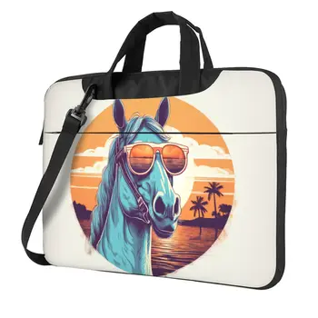  Сумка для ноутбука с лошадью Sunset Animals с солнцезащитными очками для Macbook Air Pro Acer 13 14 15 15.6 Чехол для ноутбука Стильный водонепроницаемый чехол