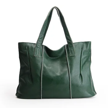 Женская сумка-тоут из натуральной коровьей кожи большой емкости, зеленые кожаные сумки через плечо для женщин, сумка через плечо, сумка через плечо