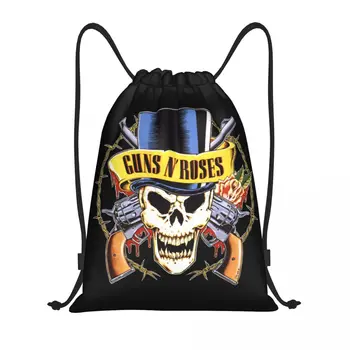  Сумка на шнурке Guns N Roses Женская мужская складная спортивная сумка для спортзала, рюкзаки для хранения покупок с логотипом Bullet