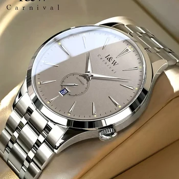  Швейцарский люксовый бренд I & W CARNIVAL MIYOTA Автоматические механические мужские часы с сапфиром, водонепроницаемые Мужские часы с автоматической датой, 621G