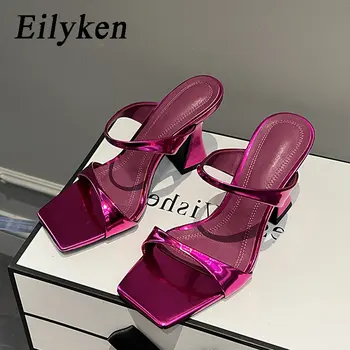  Eilyken, Элегантные тапочки с квадратным носком, Женский дизайн, Странный стиль, Высокие каблуки, женское платье, Сандалии De Mujer