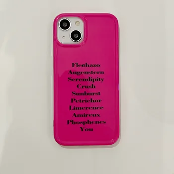  Модный INS Розово-красный Английский Простой Прочный Чехол для Телефона iPhone 14 13 Pro Max Plus Задняя крышка телефона 12 11 Pro Capa