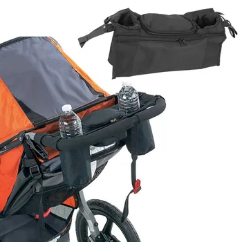  Универсальный органайзер для детской коляски с 2 подстаканниками. Хранение подгузников, карманы для телефона, ключей, игрушек. Компактный дизайн