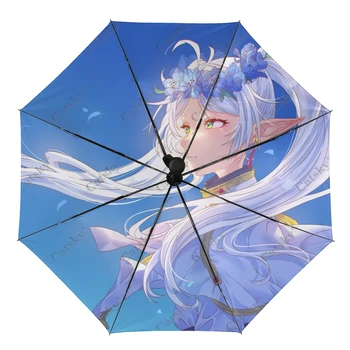  Frieren Beyond Journal's End Umbrella Rain Women, 3-складной Полностью автоматический зонт для защиты от солнца, инструмент для путешествий на открытом воздухе Parapluie