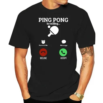  Футболки Funny Ping Pong Is Calling, уличная одежда из хлопка с графическим рисунком, Футболка Harajuku Оверсайз с коротким рукавом и круглым вырезом, мужская одежда