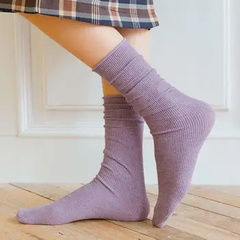  CA067, однотонные носки со средней трубкой, дышащие хлопковые короткие носки, женские прочные универсальные носки, нижнее белье