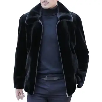  Мужская термокуртка, однотонная свободная верхняя одежда с длинными рукавами, утолщенное пальто на молнии из искусственного меха для улицы