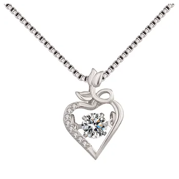  Ожерелье в виде сердца для женщин, бьющееся сердце Любви, ожерелье с блестящим цирконием, танцующий бриллиант, регулируемое ожерелье на цепочке для Дня Святого Валентина