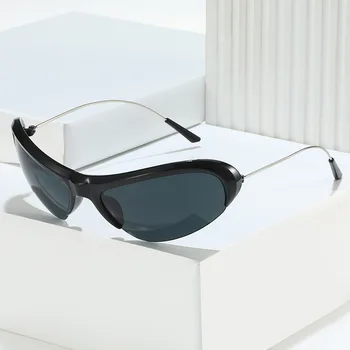  Y2K Роскошные Брендовые Дизайнерские солнцезащитные очки в полубольшой оправе, женские Для мужчин, Винтажные Солнцезащитные очки в стиле панк, модные Очки для вождения, Спортивные очки для верховой езды