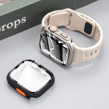  Замена на Ultra Case + Ремешок для Apple Watch Silicone Sport Band 45 мм 41 мм 44 мм 40 мм Защитная крышка Iwatch Series 9 8 7 6 5 4 SE