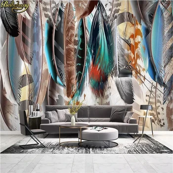  beibehang Современные минималистичные рисованные фотообои для стен 3D фрески цветные перья обои для гостиной