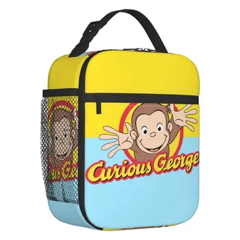  Изготовленная на заказ сумка для ланча Curious George Monkey Женская Термоохладительница Изолированные Ланч-боксы для офиса для взрослых
