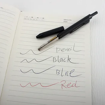  Многоцветная металлическая ручка 4 В 1 с 3-цветными заправками шариковых ручек и автоматическим грифелем для карандашей, школьные принадлежности для студентов, канцелярские принадлежности, подарки