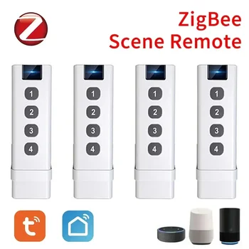  Tuya ZigBee Hub Не требует ограничений для управления устройствами, интеллектуальный беспроводной переключатель сцены, 4 групповых пульта дистанционного управления, портативные пульты дистанционного управления