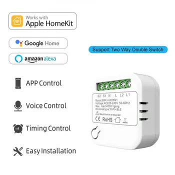  Интеллектуальный Переключатель Wi-Fi с Голосовым Управлением, 2-полосный Двойной Мини-Интеллектуальный Выключатель Для Homekit White Smart Switch Modul, Модульный Переключатель Smart Homekit