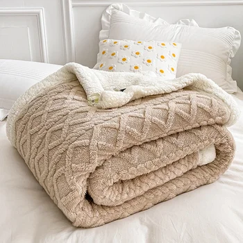  Мягкое клетчатое одеяло, Утолщенный плюш, Осенне-зимние Теплые Одеяла, Покрывало для дивана для взрослых и детей, Покрывало для кроватей, Soild Color