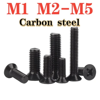  Углеродистая сталь Черный Цинк M1 M1.2 M1.4 M1.6 M1.7 M2 M2.5 M3 M3.5 M4 M5 Мини-винт с поперечной головкой с потайной головкой