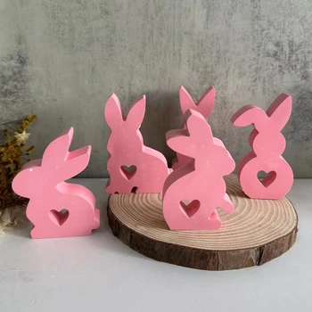  Свеча Пасхального кролика Силиконовая форма для ароматерапии Гипсовая свеча из смолы Форма для изготовления ароматерапевтических свечей Easter Rabbit Love Принадлежности для изготовления свечей