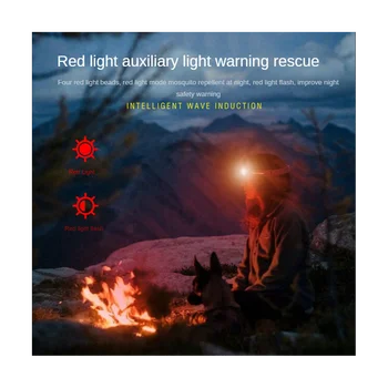  Интеллектуальная индукционная лампа головного света COB Силиконовая лампа головного света для ночной рыбалки, фонарь для верховой езды, встроенный мощный светильник