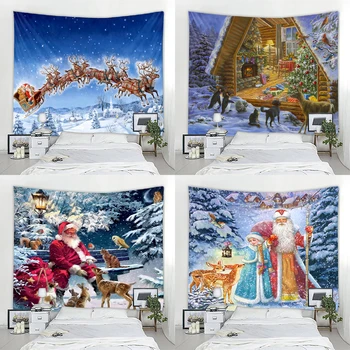  Рождественский Санта фоновое украшение гобелен дерево снежная сцена Дома   