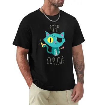  Мужские футболки, брендовая летняя футболка Stay Curious, топы, футболка, мужская футболка с животным принтом для мальчиков, милая одежда, мужские футболки
