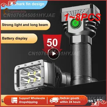  1 ~ 8ШТ Мощный фонарик фонарик 6 светодиодов высокой мощности, USB Перезаряжаемый тактический Фонарик, 4 режима аварийного кемпинга