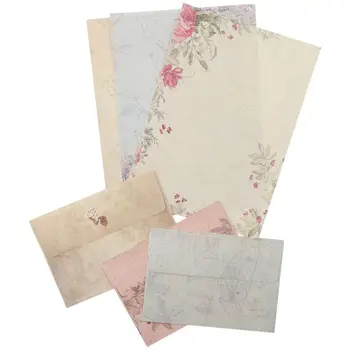  Винтажный набор канцелярской бумаги и конвертов с цветочным рисунком, 30ШТ бумаги для письма на подкладке и 30ШТ конвертов в стиле ретро.