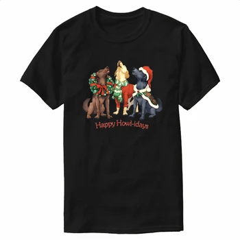  Happy Howl-idays Рождественская футболка с Лабрадором из 100% хлопка С Круглым вырезом, Летняя Повседневная Мужская футболка С коротким рукавом, Размер S-3XL