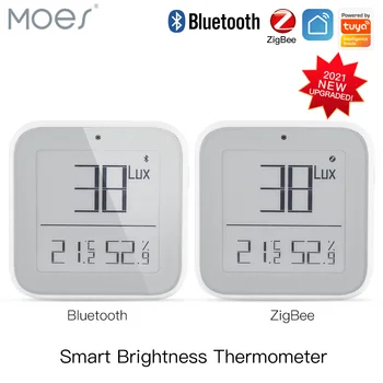 MOES Smart ZigBee Bluetooth Сетчатый термометр яркости Датчик освещенности температуры влажности Tuya Smart App Control
