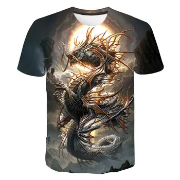 Новая Модная футболка с 3D принтом Дракона, мужская и Женская Летняя Повседневная Футболка с короткими рукавами и круглым вырезом Dragon, Топ