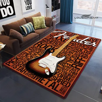  Ковер с логотипом Fender guitar, ковер для гостиной, спальни, нескользящий дверной коврик, реквизит для фотосъемки, коврик, подарок на день рождения