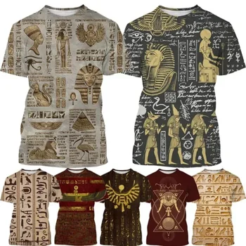  Модная мужская одежда Футболка с 3D-принтом с древнеегипетским текстом 