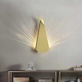  Современный Простой Павлин Настенный светильник Освещает Светодиодные светильники для помещений Украшение гостиной Спальни Дизайнерские Лампы Настенное бра