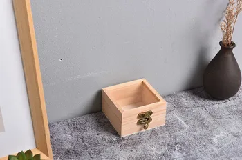  Деревянная Квадратная коробка Простые Навесные коробки для хранения Подарочный контейнер для хранения пыли Шкатулка для украшений для дома